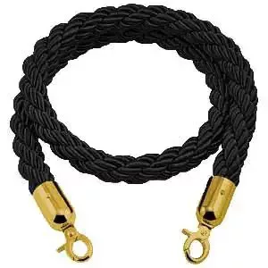 Fekete csavart kordonkötél, 160cm (CSKFA)