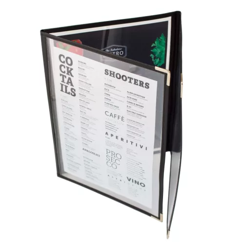 Bistro-Speisekartenhülle A5, 3 Blätter, ausklappbar
