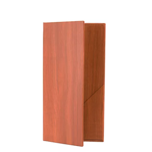 Rechnungsmappe aus Kunstleder in Holzoptik, 10 × 20 cm, 2 kleine Fächer
