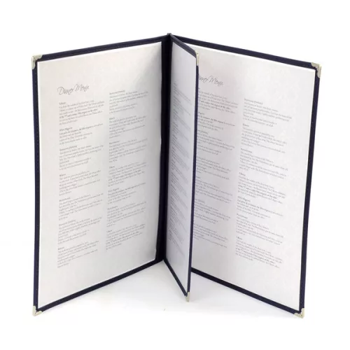 Bistro étlaptartó, 3 lapos, A4 méretű, lapozható, bisztró