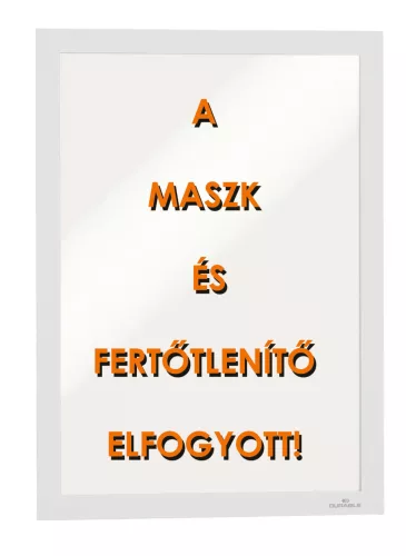 Duruframe mágneses info keret öntapadó hátlappal, A4, ezüst