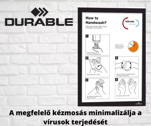 Duruframe mágneses info keret öntapadó hátlappal, A5, fekete