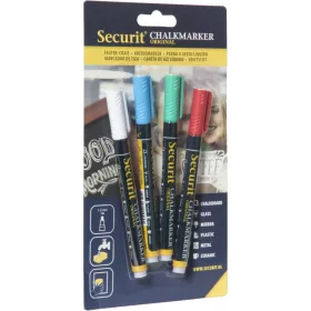   Securit krétamarker, 4 DB-OS csomag, fehér, kék, zöld, piros