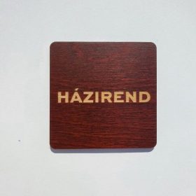 Házirend kártya, öntapadós, sötétbarna