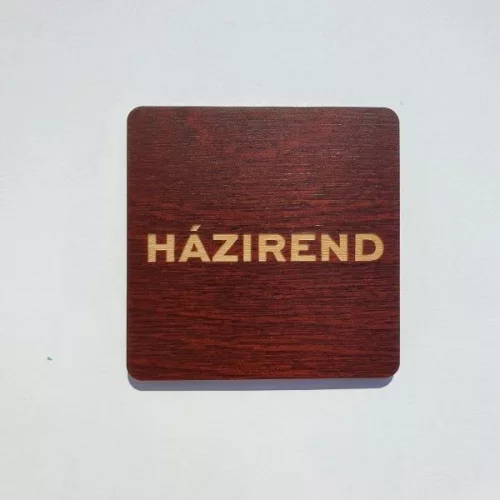 Házirend kártya, öntapadós, sötétbarna