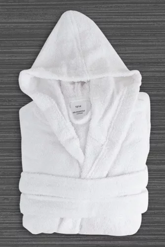 Weißer Frottee-Bademantel für Kinder, Größe 6–8
