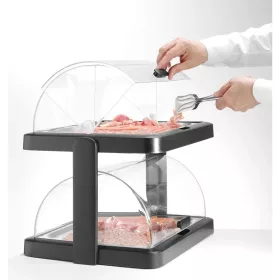   HENDI UNIQ zweistöckige Kühlplatte mit Deckeln – schwarz, 48 x 35,5 cm, 48 cm