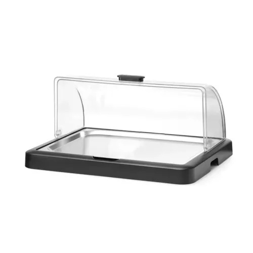HENDI UNIQ Kühlplatte mit Deckel – schwarz, 46 x 35,5 cm