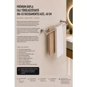   Premium-Doppel-Handtuchhalter zur Wandmontage – Edelstahl 304, 40 cm