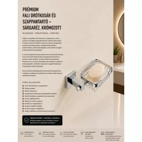   Premium-Wanddrahtkorb mit Seifenschale – Messing, verchromt