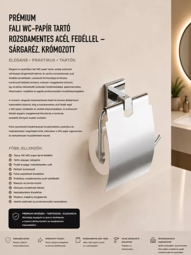 Premium-Toilettenpapierhalter mit Edelstahldeckel zur Wandmontage – Messing, verchromt