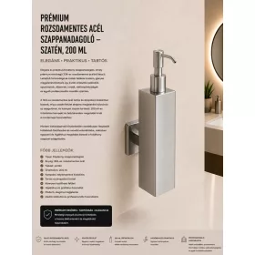 Premium-Seifenspender aus Edelstahl – satiniert, 200 ml