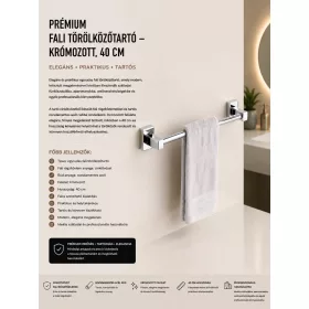 Premium-Handtuchhalter zur Wandmontage – verchromt, 40 cm