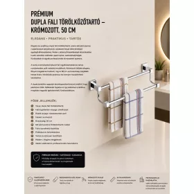   Premium-Doppel-Handtuchhalter zur Wandmontage – verchromt, 50 cm