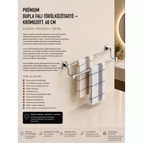   Premium-Doppel-Handtuchhalter zur Wandmontage – verchromt, 60 cm