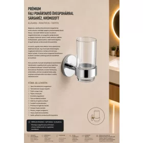 Premium-Wandglashalter mit Glas – Messing, verchromt