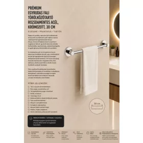   Premium-Handtuchstange zur Wandmontage – Edelstahl, verchromt, 30 cm