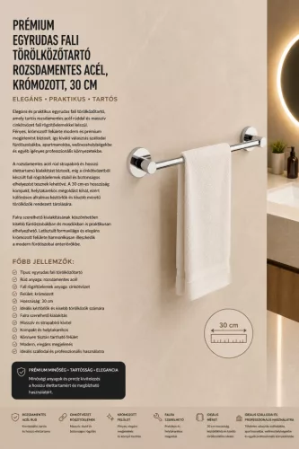 Premium-Handtuchstange zur Wandmontage – Edelstahl, verchromt, 30 cm