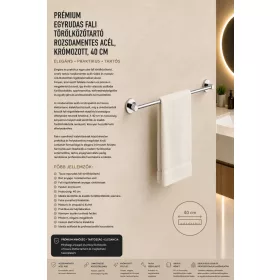   Premium-Handtuchstange zur Wandmontage – Edelstahl, verchromt, 40 cm