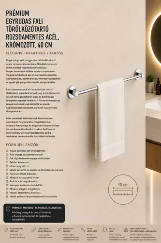 Premium-Handtuchstange zur Wandmontage – Edelstahl, verchromt, 40 cm