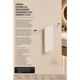   Premium-Handtuchstange zur Wandmontage – Edelstahl, verchromt, 50 cm