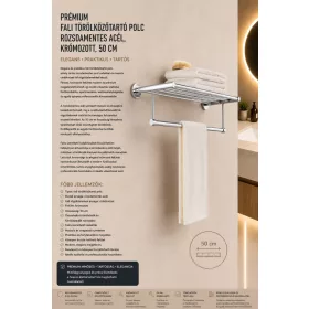   Premium-Handtuchablage zur Wandmontage – Edelstahl, verchromt, 50 cm