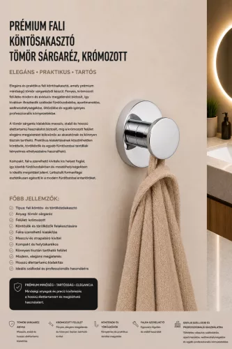 Premium-Bademantelhaken – massives Messing, verchromt