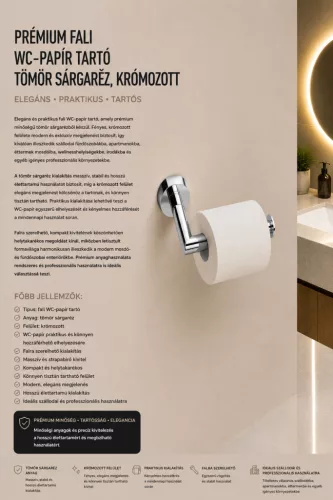 Premium-Toilettenpapierhalter zur Wandmontage – massives Messing, verchromt