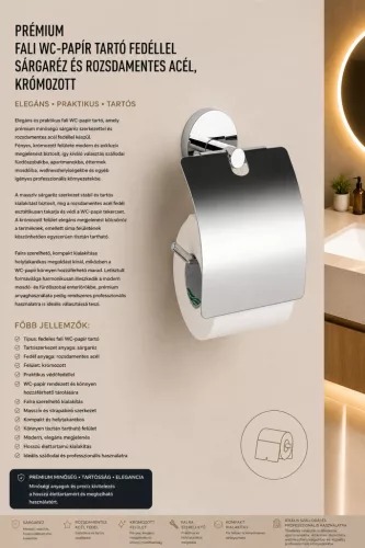 Premium-Toilettenpapierhalter mit Deckel zur Wandmontage – Messing und Edelstahl, verchromt