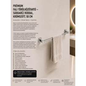   Premium-Handtuchhalter zur Wandmontage – mit Messingstange, verchromt, 50 cm