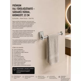   Premium-Handtuchhalter zur Wandmontage – mit Messingstange, verchromt, 22 cm