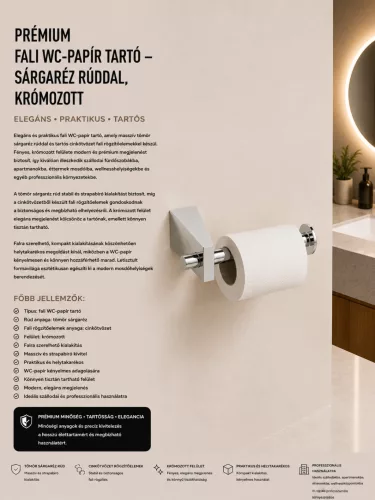 Premium-Toilettenpapierhalter zur Wandmontage – mit massiver Messingstange, verchromt