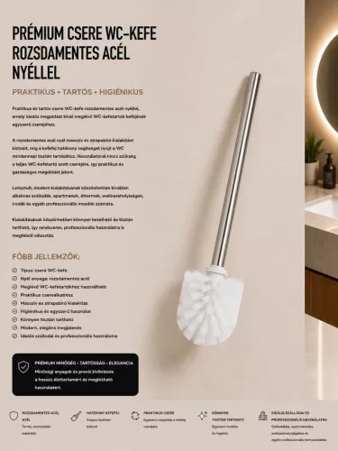 Premium-Ersatz-WC-Bürste mit Edelstahlgriff