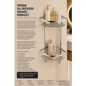 Premium-Wanddrahtkorb – Messing, verchromt (K21-052-2)