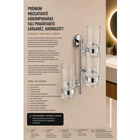   Premium-Wandglashalter für 3 Gläser, schwenkbar – Messing, verchromt