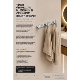   Premium-Wandhakenleiste mit 3 Haken für Handtuch und Bademantel – Messing, verchromt