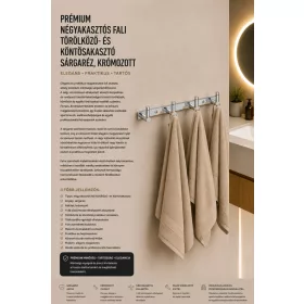   Premium-Wandhakenleiste mit 4 Haken für Handtuch und Bademantel – Messing, verchromt
