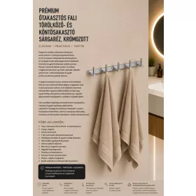   Premium-Wandhakenleiste mit 5 Haken für Handtuch und Bademantel – Messing, verchromt