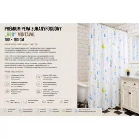   Premium-PEVA-Duschvorhang mit „H2O“-Motiv – 180 × 180 cm