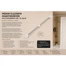   Premium-Teleskop-Duschvorhangstange – Edelstahl 304, 110–200 cm