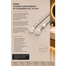   Premium-Teleskop-Duschvorhangstange – Edelstahl 304, 70–120 cm