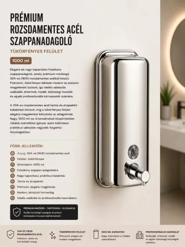 Premium-Seifenspender aus Edelstahl – hochglanzpoliert, 1000 ml