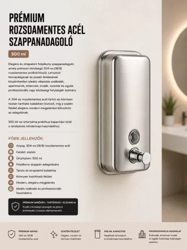 Premium-Seifenspender aus Edelstahl – 500 ml