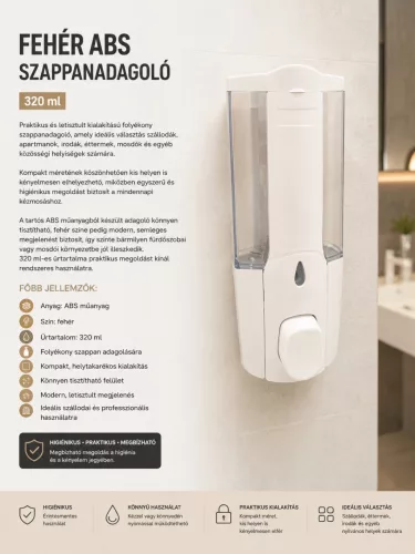 Seifenspender aus weißem ABS – 320 ml