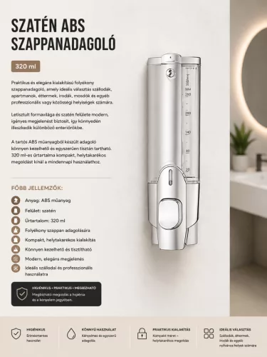 Seifenspender aus ABS, satiniert – 320 ml
