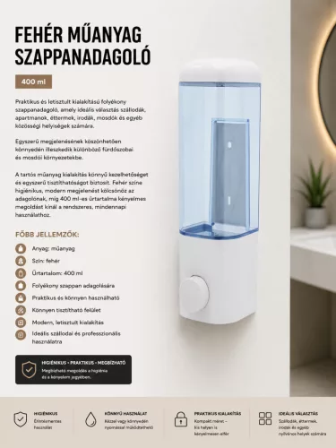 Seifenspender aus weißem Kunststoff – 400 ml