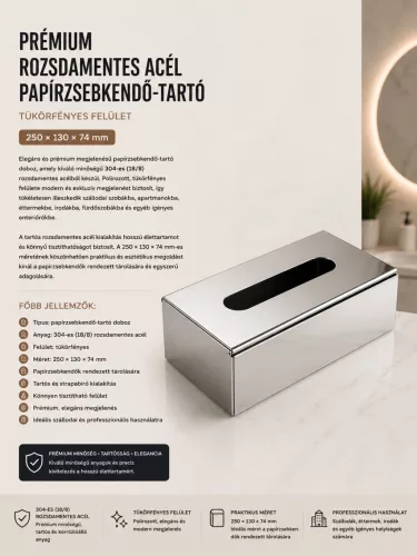 Premium-Kosmetiktuchbox aus Edelstahl – hochglanzpoliert