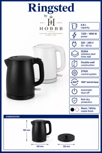 HOBBB Ringsted Wasserkocher, 0,8 l
