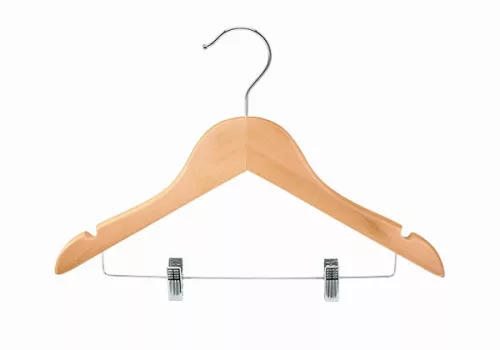 Children's wooden coat hanger with trouser presser