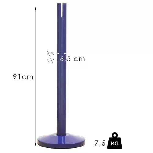 Normál szalagos Kordonoszlop, 2.4m, szalag nélkül (NO-blue)